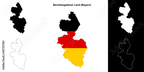 Berchtesgadener Land (Bayern) blank outline map set photo