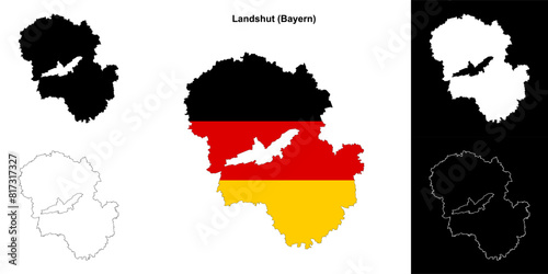 Landshut  Bayern  blank outline map set
