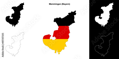 Memmingen (Bayern) blank outline map set