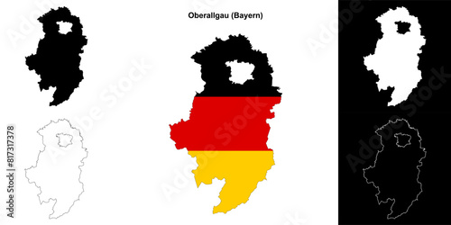 Oberallgau (Bayern) blank outline map set photo
