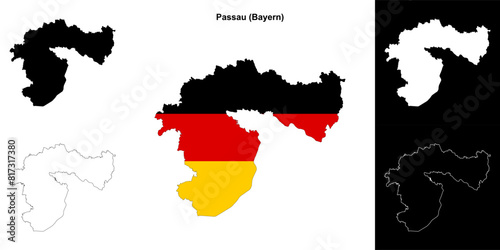 Passau (Bayern) blank outline map set