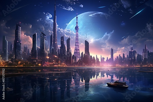Futuristic City at Night