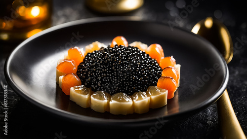 Chic black caviar in a restaurant appetence