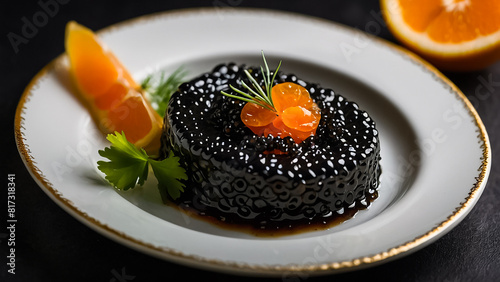 Chic black caviar in a restaurant
