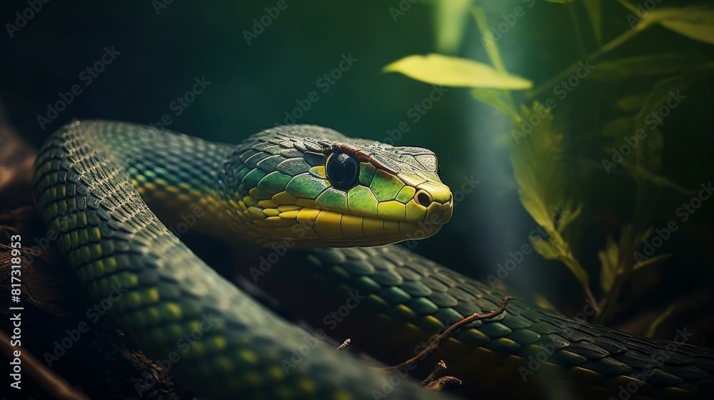 Fototapeta premium the green slender snake