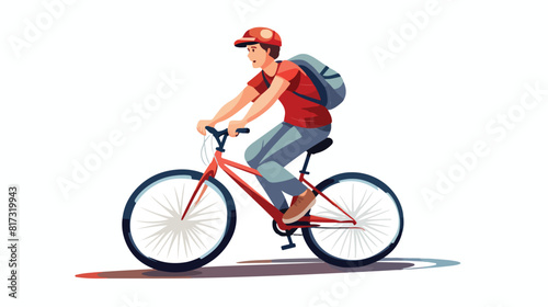 Teen boy teenager riding urban bicycle cycling in h