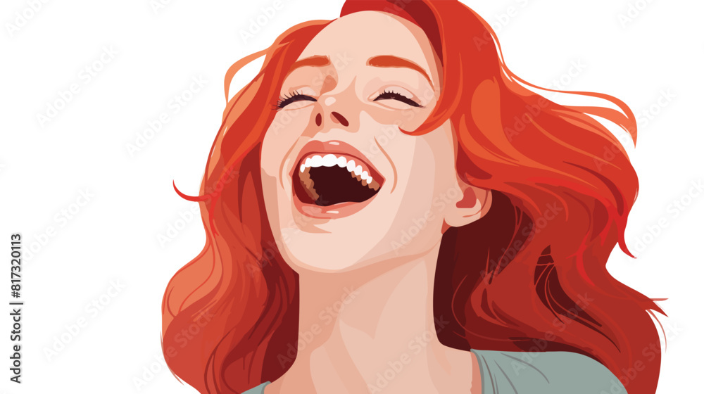 Teen girl face laughing facial expression cartoon v