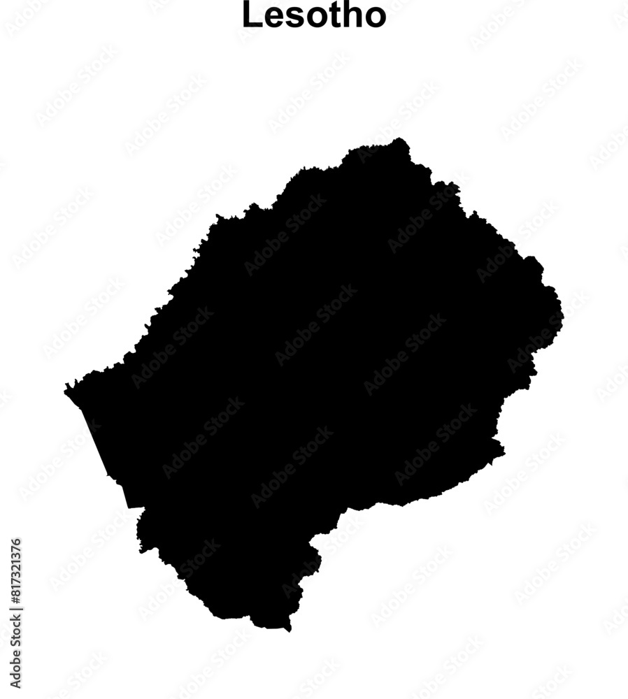 Lesotho blank outline map design