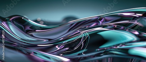 streamline 3d glass design element featuring plum turquoise charcoal color abstract pipe shaped wave