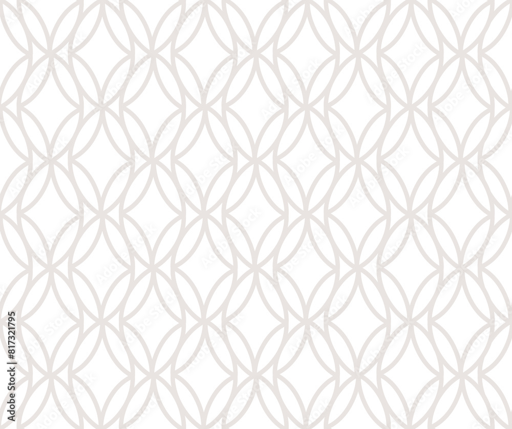 Fototapeta premium Seamless pattern with artistic floral ornamental lines. Flourish geometric minimal retro backdrop. Lines petals. Good for fabric, textile, wallpaper or package background design