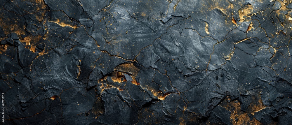 Obraz premium abstract stone grain background in sapphire gold charcoal color with copy space for text