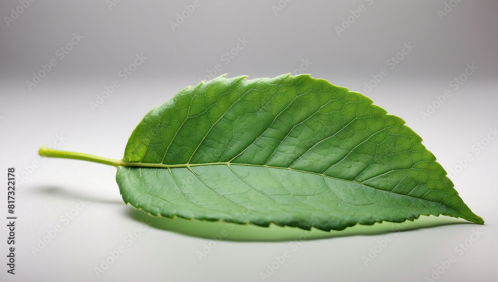 Obraz premium single green leaf isolated on white background