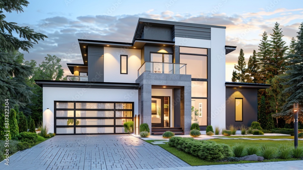 modern house. residential area modern house. residential area