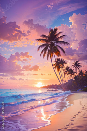 Sunset Serenity: A Tranquil Beachscape © Ae ArtVibe