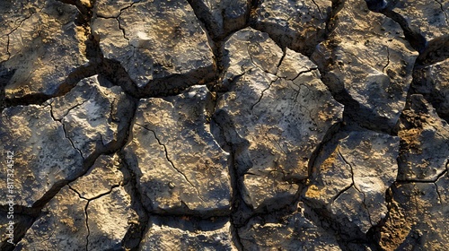 A close up of a cracked rock. photo