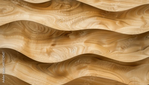 A close up of a wood pattern that looks like waves. AI.
