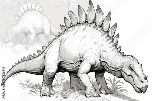 Dinosaur With Long Spikes Drawing