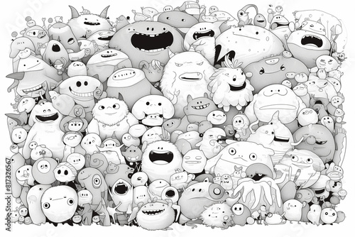 Group of Monsters in Black and White photo