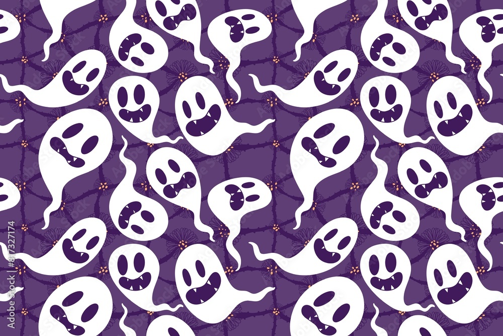 Halloween ghost seamless cartoon pattern for wrapping paper and fabrics Halloween ghost seamless cartoon pattern for wrapping paper and fabrics