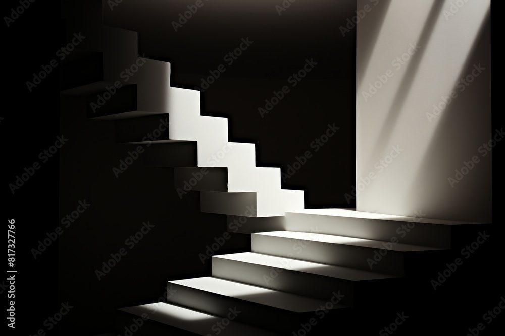 Light Illuminates Staircase in Dark Room Light Illuminates Staircase in Dark Room
