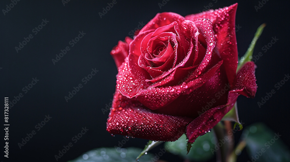 Red rose with dew drops. A stunning close-up of a red rose covered in delicate dew drops, highlighting the intricate details of the petals and their vibrant color... Red rose with dew drops. A stunning close-up of a red rose covered in delicate dew drops, highlighting the intricate details of the petals and their vibrant color...
