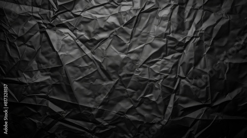Plastic wrap texture background. Photo overlay effect. Wrinkled transparent black plastic wrap. Clean blank texture overlay effect mock-up  template.