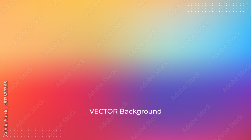 Smooth and blurry colorful gradient mesh background. Modern bright rainbow colors. Easy editable soft colored vector banner template. Premium quality