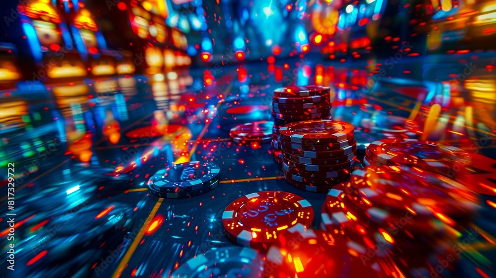 A blurry image of casino chips on the street. A blurry image of casino chips on the street.