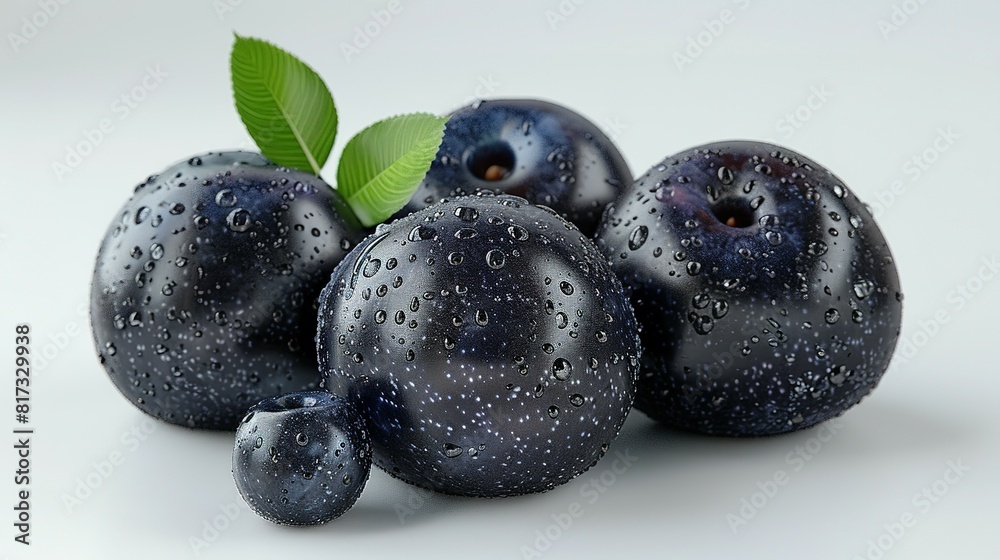 Black olives with leaves, isolated on white background, Black olives with leaves, isolated on white background,