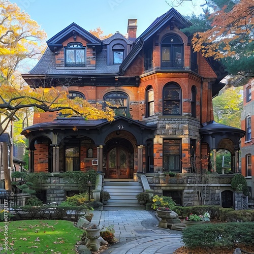 A beautiful victorian house in the fall. photo