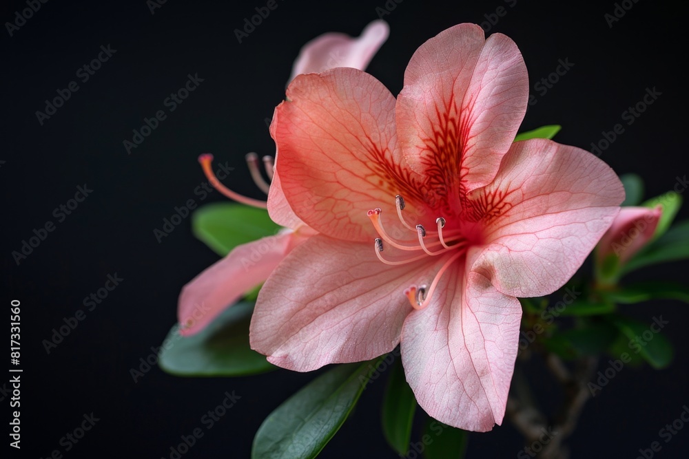 azalea flower on a black background Generative AI azalea flower on a black background Generative AI