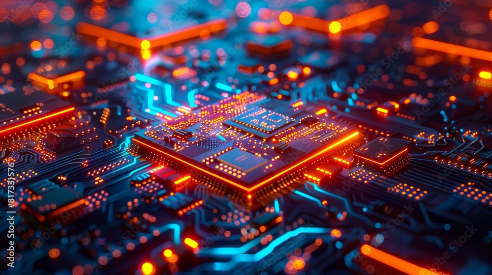 A close up of a computer motherboard. A close up of a computer motherboard.