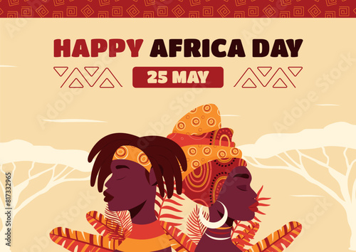 Flat africa day horizontal invitation