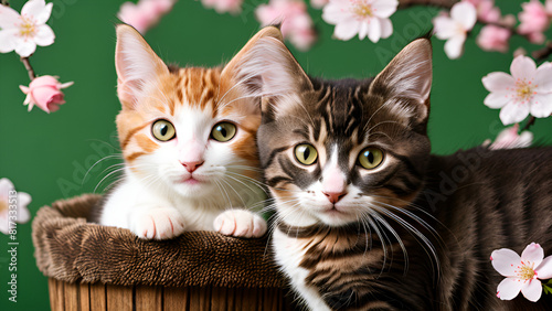 cat and flowers