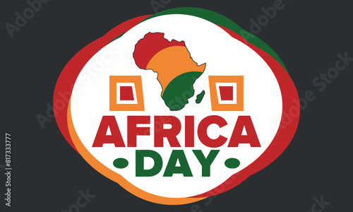 Africa Day. Happy African Freedom Day and Liberation Day. Celebrate annual on the African continent and around the world. African pattern. Poster, card, banner and background. Vector illustration