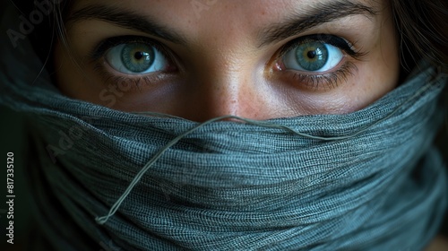 Stunning Close-Up of Eyes Behind Veil