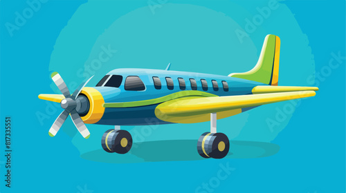 Toy airplane on color background. Travel concept 2d