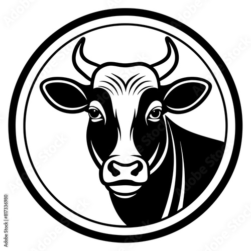 Cow Logo Icon: Circle Vector Art for Branding Excellence photo