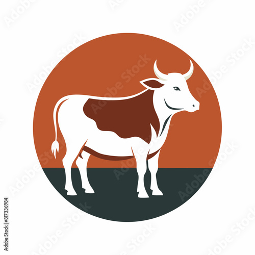 Cow Logo Icon: Circle Vector Art for Branding Excellence photo