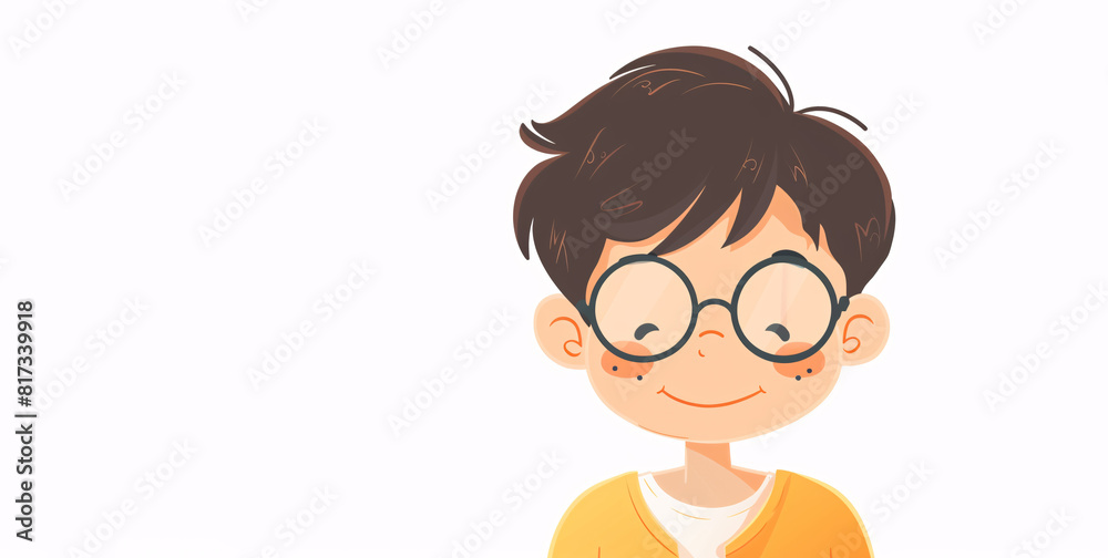 Beautiful illustration of a happy boy on a white background - copy space Beautiful illustration of a happy boy on a white background - copy space