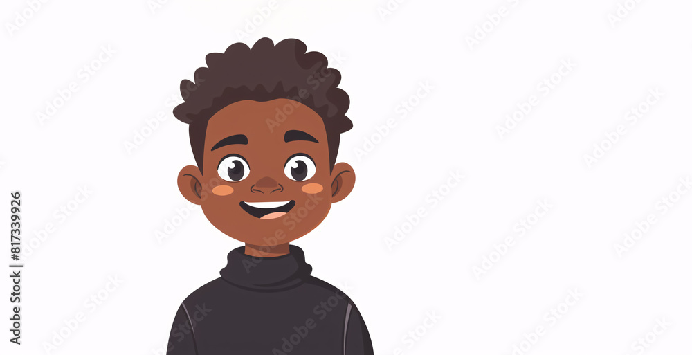 beautiful illustration of a happy African American boy on a white background - copy space beautiful illustration of a happy African American boy on a white background - copy space