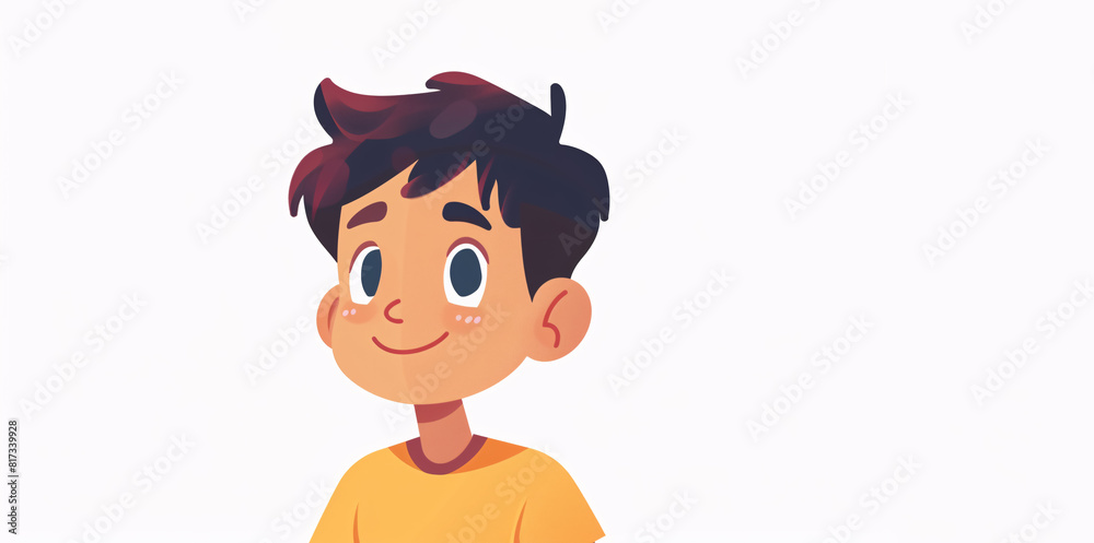 Beautiful illustration of a happy boy on a white background - copy space Beautiful illustration of a happy boy on a white background - copy space