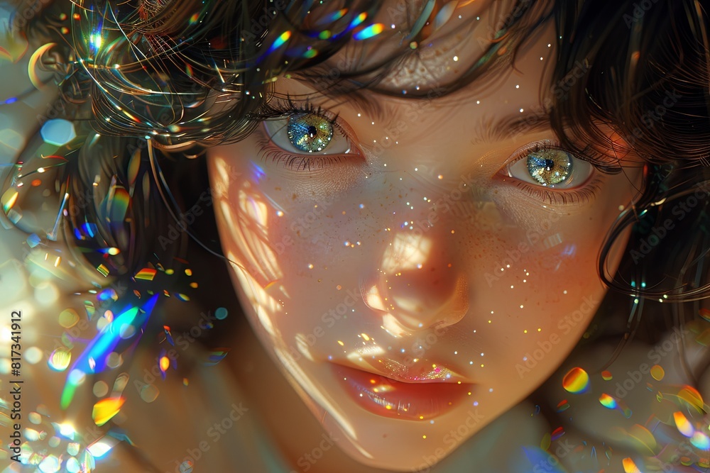 Menacing 3D Adorable Face: Smooth Dark Hair & Lifelike Details
