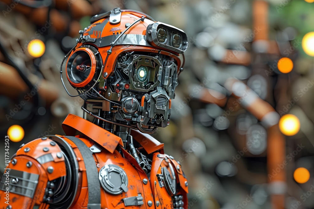 Futuristic Robot Miner: Digital Artwork of a Towering Figure