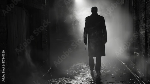 Editorial photography of a hitman character in a noir setting photo