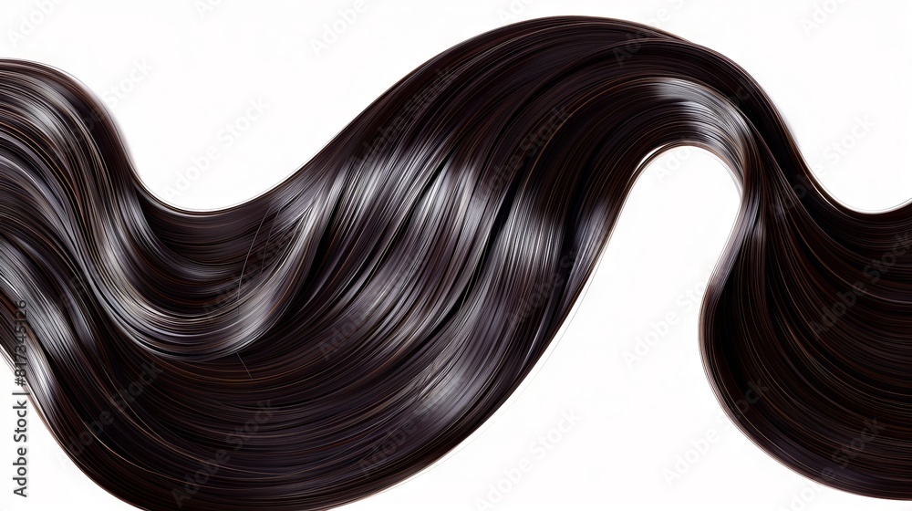 A black hair with a wave on a white background. A black hair with a wave on a white background.