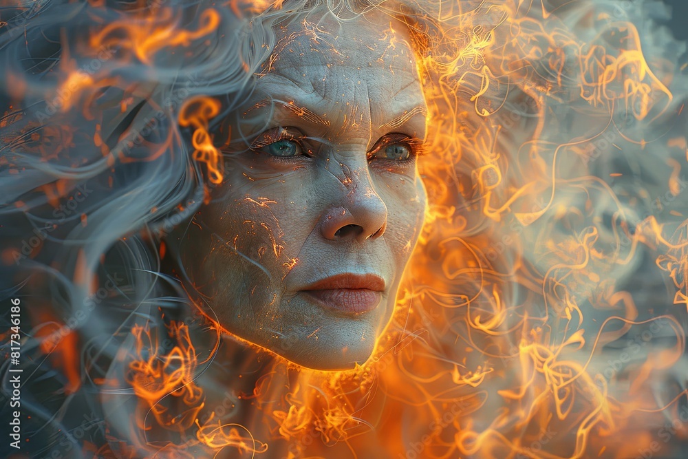 Wise Sorceress: Mystical Aura Portrayal - Enchanting Digital Fantasy Artwork