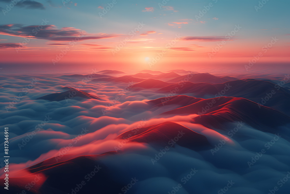 Fototapeta premium Sunrise Over Rolling Hills - Aerial Drone Photography