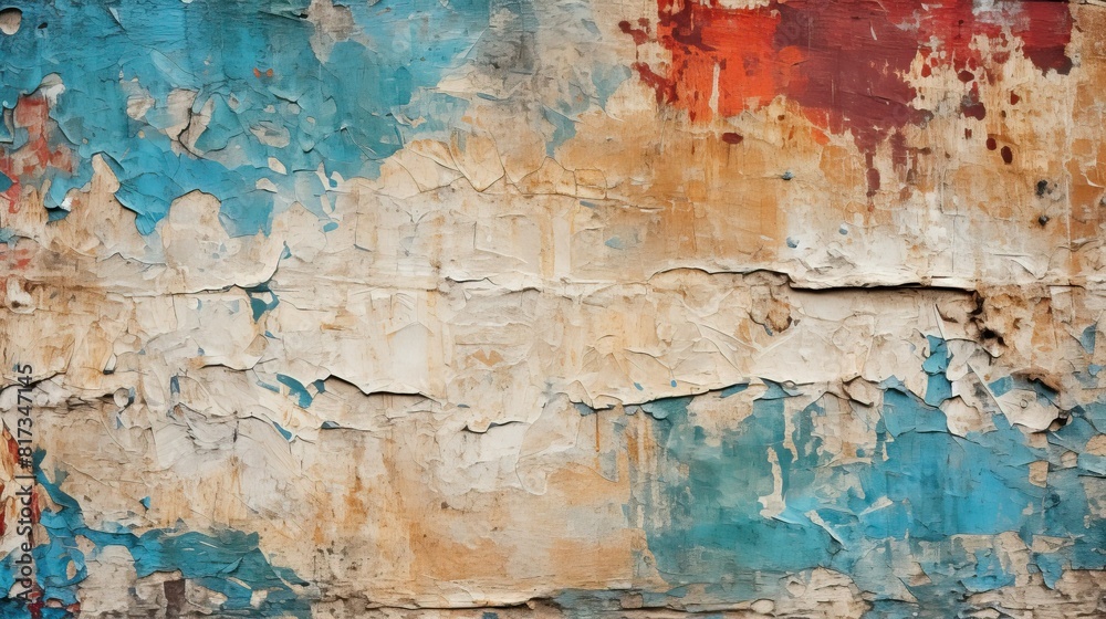 Grunge textured wall with peeling paint