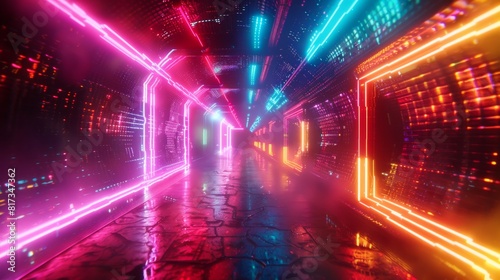 Neon Tunnel Background For Futuristic Designs © Vilayat
